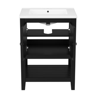 Modern Bathroom Vanity With Sink And Open Shelf