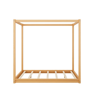 Wood Canopy Platform Bed With Support Legs And Airflow Slats