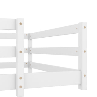 Twin Size Montessori Floor Bed With Fence - White
