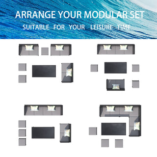 7 Piece Outdoor Furniture Set Waterproof Cushions Glass Table