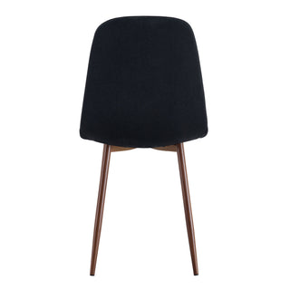 Luxury Simple Chair (Set of 4) Linen Cotton High Resilience Dining Chair With Metal Color Leg - Black / Walnut