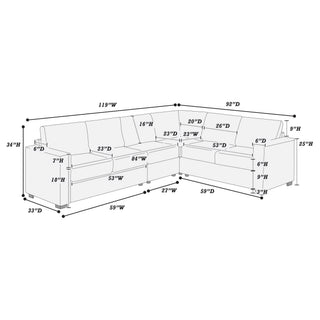 L-Shaped Sectional Set For Living Room