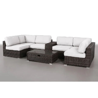 Elegant 4 Person Wicker Patio Seating Set With Cushions And Glass Top Table