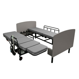 Dual Motor 3 In 1 Electric Nursing Bed Convertible To Wheelchair & Stretcher - Gray