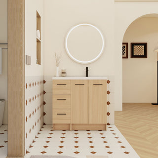 Wall Mounted Floating Bathroom Vanity With Sink, Door & Drawers Modular Cabinet