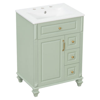 Freestanding Bathroom Vanity With Sink, 3 Drawers & Flip-Out Drawer