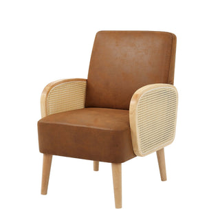 Upholstered Armchair With Tall Legs - Brown