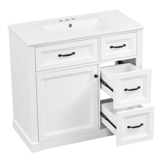 Modern Bathroom Vanity With Sink, 4 Drawers, Soft-Close Door, Adjustable Shelf