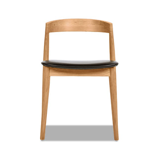 Raven - Stacking Sculpted Oak Dining Chair - Warm Natural Brown / Black