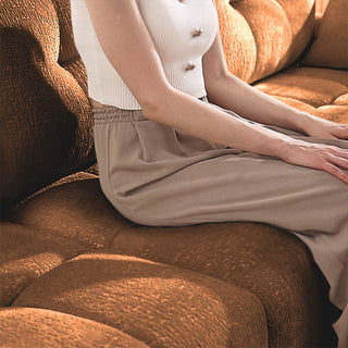 Sofa Set With Ottoman And Pillows, Textured, High Resilience Cushions