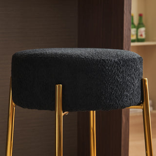 Round Bar Stools (Set of 2), Contemporary Upholstered Dining Stools For Kitchens, Coffee Shops And Bar Stores - Legs