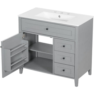 Bathroom Vanity With Sink, Cabinet With 3 Drawers And Adjustable Shelf