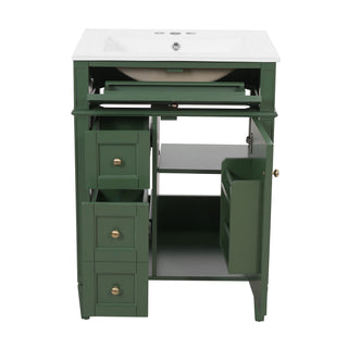 Bathroom Vanity With Top Sink, Storage Cabinet With 2 Drawers And Tip-Out Drawer
