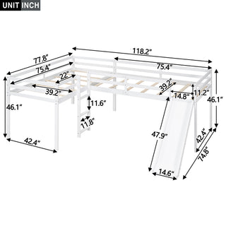 L Shaped Loft Bed With Ladder And Slide