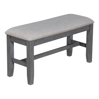 Foldable Dining Set For 6 With 4 Chairs And Bench, Space Saving Design - Gray