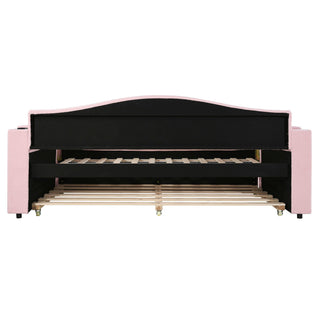 Upholstered Daybed With Storage Armrests, Trundle And Latest Integrated tooth Audio System