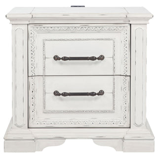 2 Drawer Nightstand With Dual USB Charging Ports - Vintage