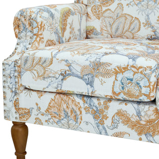 Accent Chair With Floral Upholstery And Nailhead Trim