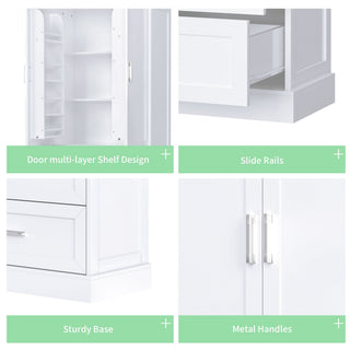 Tall Bathroom Storage Cabinet With 2 Doors And Drawers, Adjustable Shelf