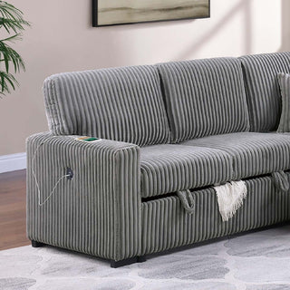 Convertible Sectional Upholstered Sleeper Sofa With Storage Chaise