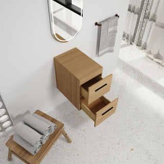 Floating Bathroom Vanity Drawer Base, Wall Mounted Storage With 2 Drawers - Light Oak