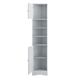 Multi Functional Corner Cabinet With Adjustable Shelves And 2 Doors