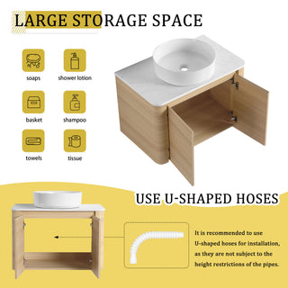 Mounted Bathroom Vanity With Art Sink & 2 Soft Close Doors