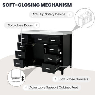 Bathroom Vanity With Sink, 2 Doors 8 Drawers, Soft Close System, Classic Design