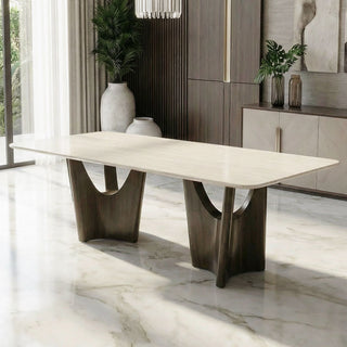 Dining Table - Beige / Bronze Golden