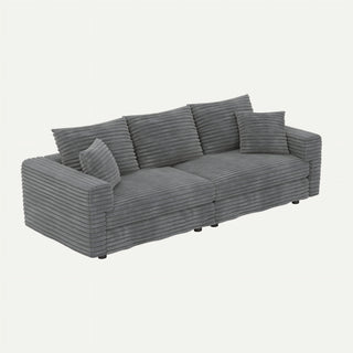 Convertible Deep Seat Sofa With Soft Pillows And Ottomans