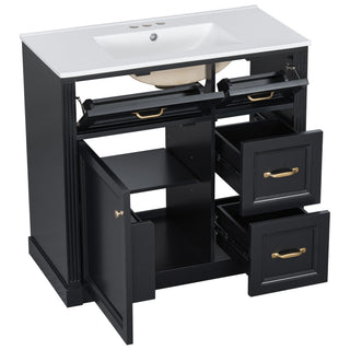 Modern Bathroom Vanity With Sink, 4 Drawers, Soft-Close Door, Adjustable Shelf