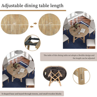 Gia - Round Extendable Dining Table With 16" Leaf Wood