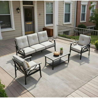 Patio Furniture Set With Coffee Table And Cushions For Backyard