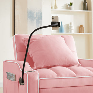 Convertible 3 In 1 Sofa Bed With Adjustable Sleeper Chair And Multi Pockets