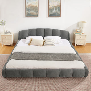 Upholstered Platform Bed Frame, Low Profile Floor Bed, No Box Spring Required