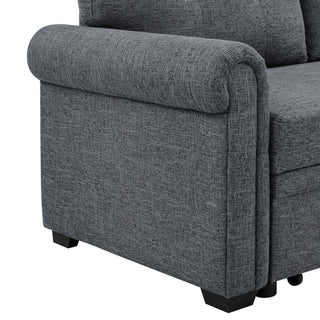 Upholstered Sleeper Sofa With Reversible Storage Chaise - Dark Gray