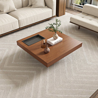 Square Floating Coffee Table For Living Room - Dark Walnut