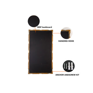 Rectangular Wall Mirror With Frame For Living Room - Gold
