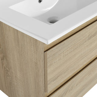 Wall Mounted Bathroom Vanity & Sink, 2 Soft Close Drawers
