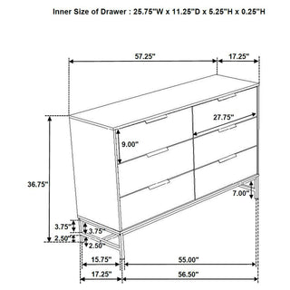 Taraval - 6 Drawer Bedroom Dresser - White