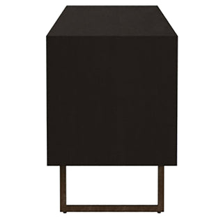 Manaya - 2 Door Stand With Open Shelving And Hidden Storage - Charcoal Black