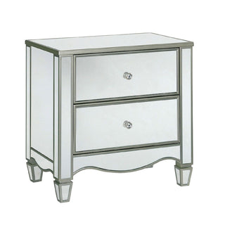 Nightstand With Mirror Panels - Silver