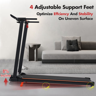 Treadmill With 8% Incline, Portable Treadmills For Home - Black