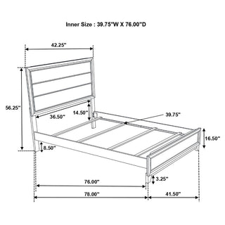 Twin Panel Bed With Tapered Legs - Gray
