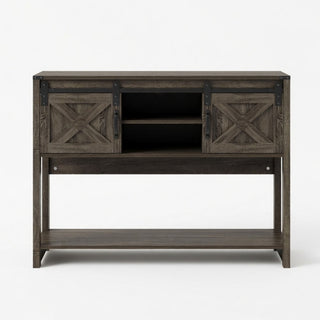 Farmhouse Entryway Table With Sliding Barn Door