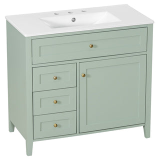 Bathroom Vanity With Sink, 3 Drawers & Cabinet With Adjustable Shelves