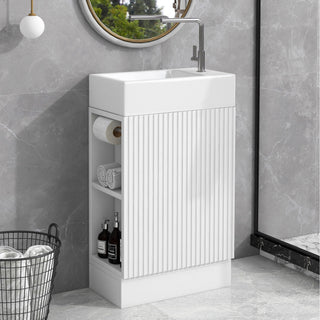 Modern Bathroom Vanity With Sink And 2 Tier Shelf