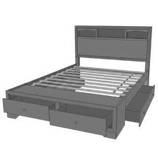 Queen Size Bed With Storage Drawers And Headboard - Brown Mix