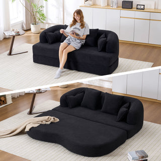 Foldable Sofa Bed, Boneless Couch Convertible Sleeper With 4 Pillows