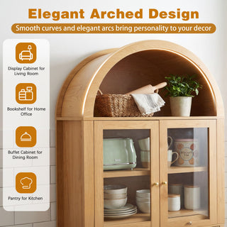 Fluted Tall Arched Pantry Cabinet With Adjustable Shelves